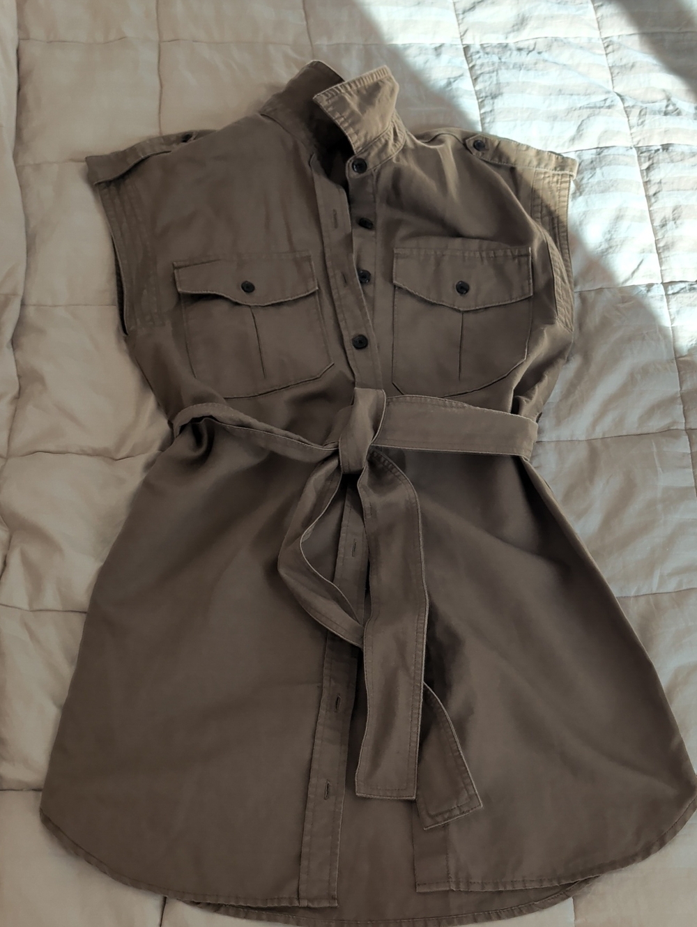 Banana Republic Olive Utility Midi Dress with Tie Waist